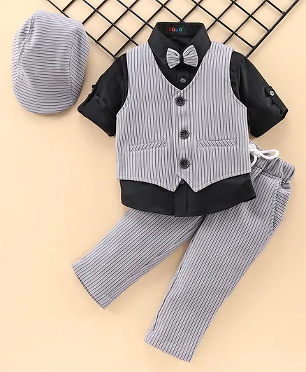 Robo Fry Full Sleeves 4 Piece Party Suit - Grey