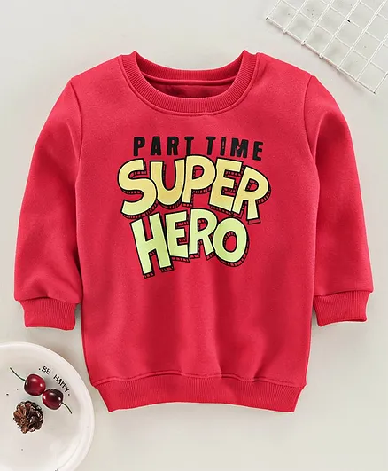 Bodycare Full Sleeves Winter Tee Super Hero Print - Red