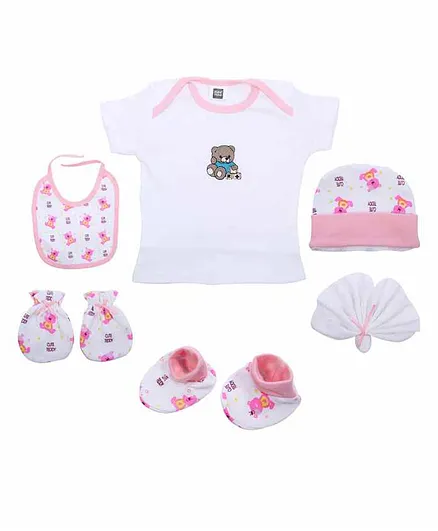 Mee Mee Pampering Baby Clothing Gift Set Teddy Print - Pink