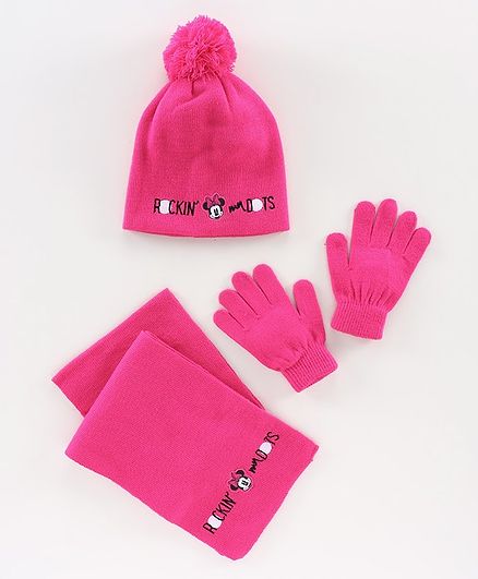 Disney Minnie Mouse Woollen Cap Set - Pink