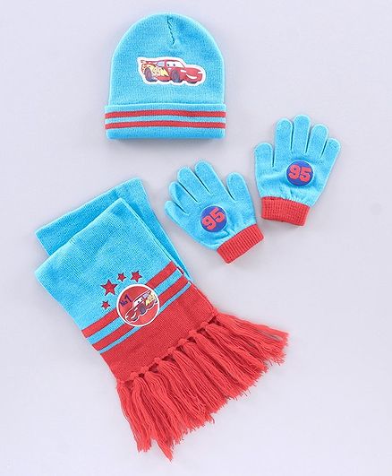 Disney Pixar Cars Woollen Cap and Set Blue - Diameter 10 cm