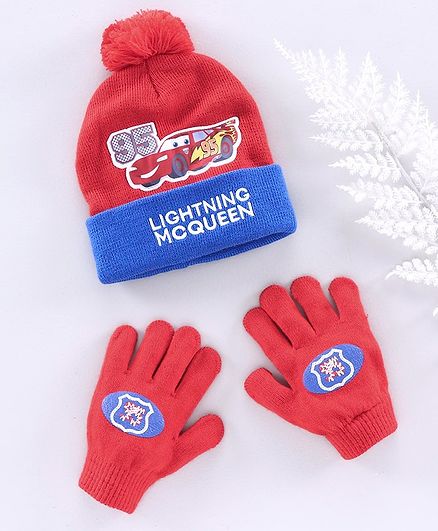 Disney Pixar Cars Woollen Cap and Gloves Red - Diameter 9 cm
