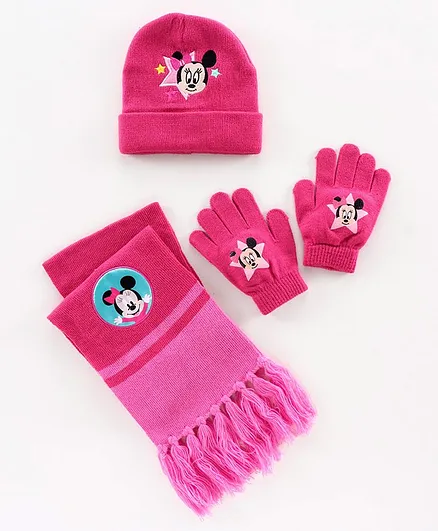 Disney Minnie Mouse Woollen Cap & Set Pink - Diameter 10 cm