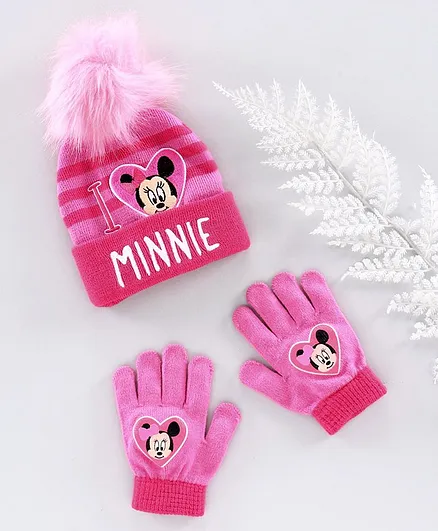 Disney Minnie Mouse Woollen Cap and Set - Pink