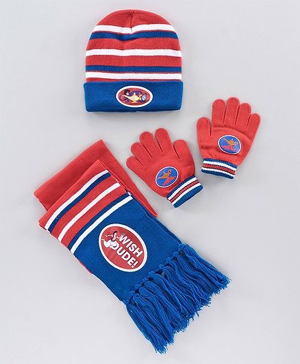 Disney Aladdin Woollen Cap & Set - Blue Red