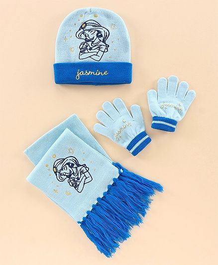 Disney Jasmine Woollen Cap and Set Blue - Diameter 10.5 cm