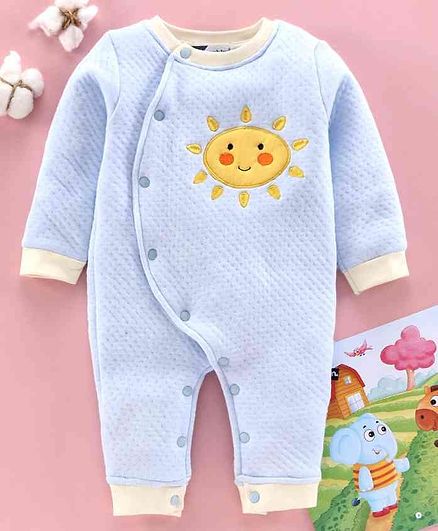 Mom's Love Full Sleeves Romper Sun Embroidery - Blue