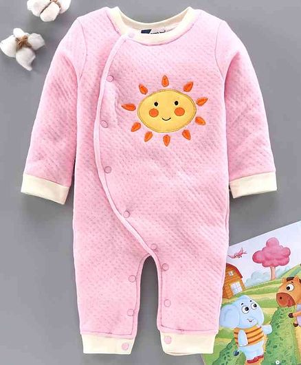 Mom's Love Full Sleeves Romper Sun Embroidery - Light Pink