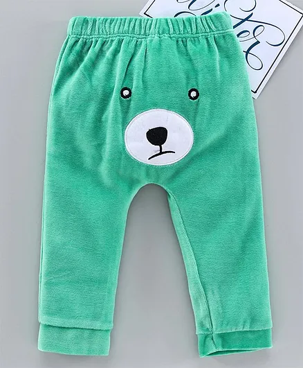 Mom's Love Full Length Diaper Leggings Teddy Embroidery - Green