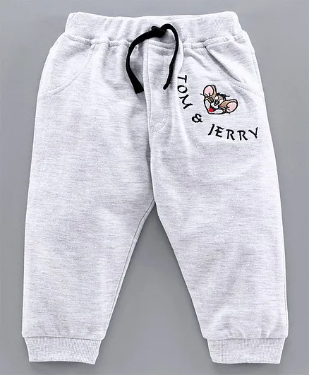 Mom's Love Full Length Lounge Pant Tom & Jerry Embroidery - Grey