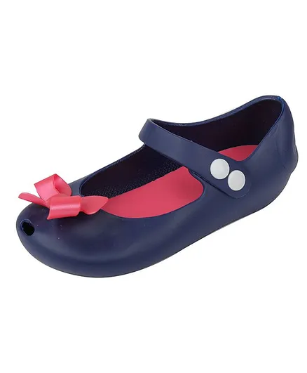 Yellow Bee Bow Design Mary Jane Jelly Shoes - Navy Blue