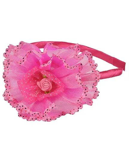 Yellow Bee Flower Design Hair Band - Fuchsia Pink