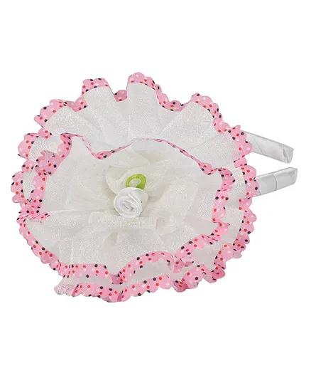 Yellow Bee Flower Design Hair Band - White