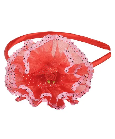 Yellow Bee Flower Design Hair Band - Red
