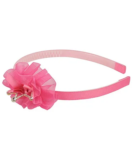 Yellow Bee Flower & Princess Crown Design Hair Band - Pink