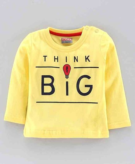 Ojos Full Sleeves Tee Think Big Print - Yellow