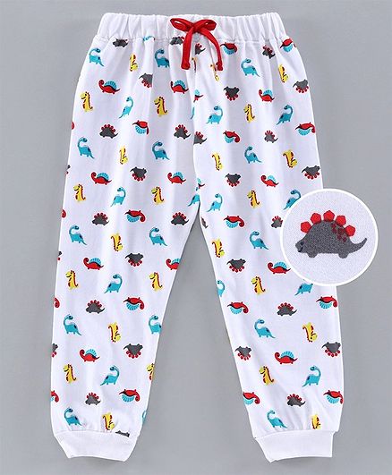 Ojos Full length Lounge Pant Dino Print - White