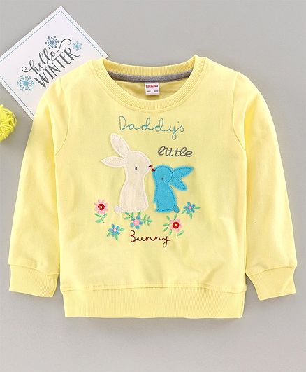Ojos Full Sleeves T-Shirt Bunny Patch - Yellow