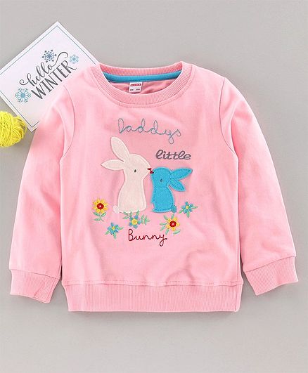Ojos Full Sleeves T-Shirt Bunny Patch - Pink