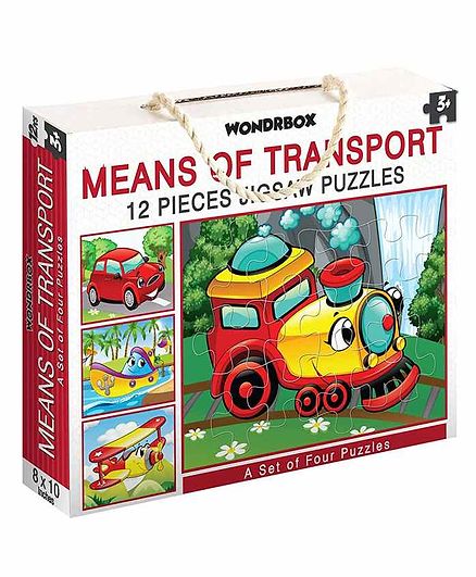 Wondrbox Means of Transport Jigsaw Puzzle Set of 4 - 12 Pieces Each