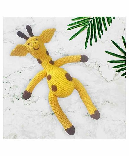Wondrbox Cotton Giraffe Soft Toy Yellow - Height 17.7 cm