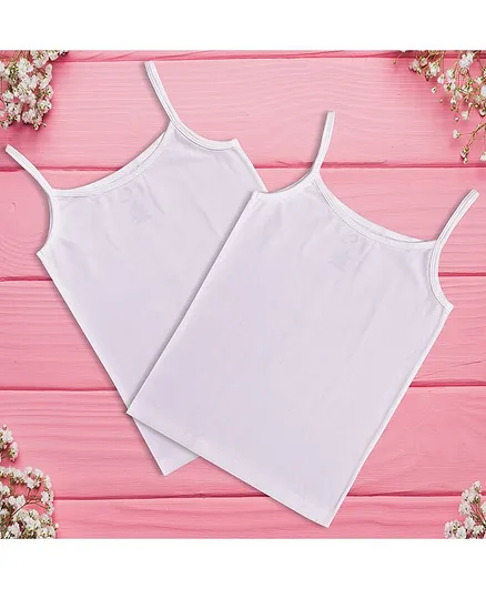 Charm n Cherish Pack Of 2 Sleeveless Solid Camisole - White