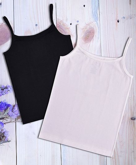 Charm n Cherish Pack Of 2 Sleeveless Solid Color Camisole - White & Black