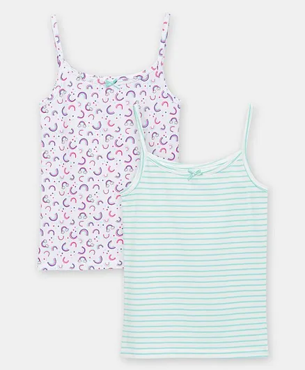 Charm n Cherish Pack Of 2 Striped & Printed Camisole - Multicolor