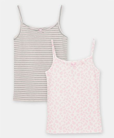 Charm n Cherish Pack Of 2 Sleeveless Striped & Printed Camisole - Multicolor