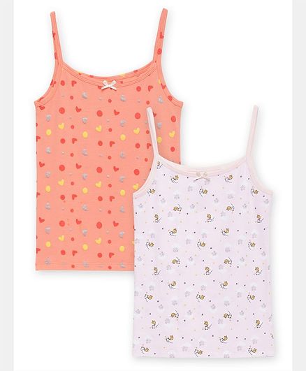 Charm n Cherish Combo Pack Of 2 Printed Camisole - Peach & Pink