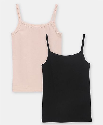 Charm n Cherish Combo Pack Of 2 Solid Color Camisole - Beige & Black