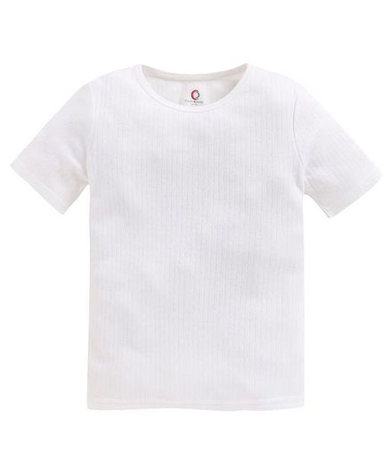 Charm n Cherish Half Sleeves Solid Thermal Vests - White