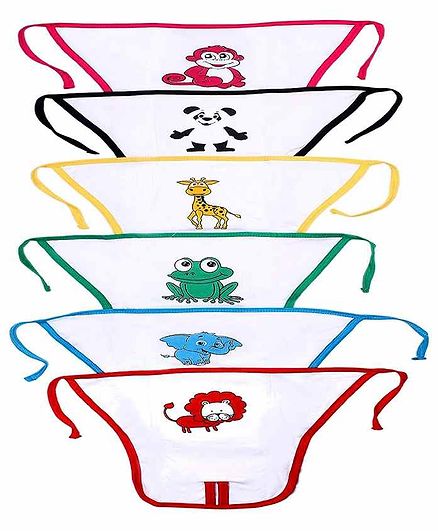 Chirsh Hosiery Cotton Cloth Nappies Pack of 6 Animal Print - Multicolor