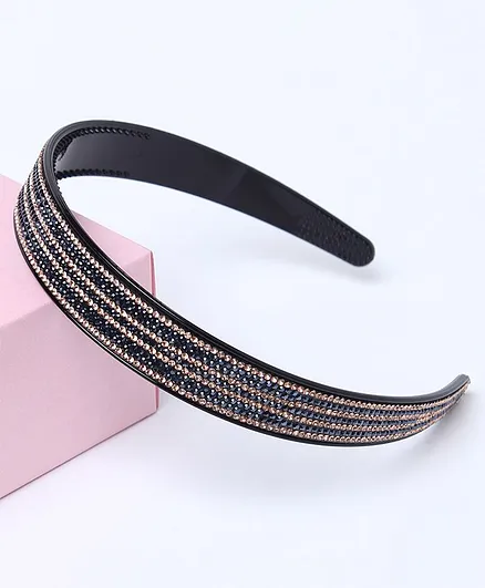 TMW Kids Elite Mini Rhinestone Studded Hair Band - Black Gold