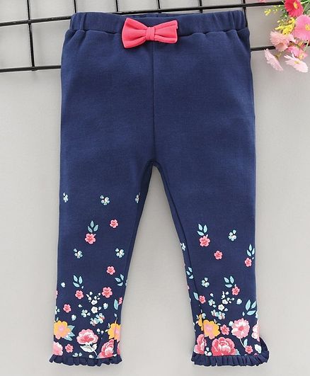 Babyoye Full Length Leggings Floral Print - Blue