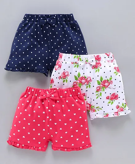 Babyoye Shorts Multiprint Pack of 3 - Blue White Pink