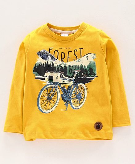 Ollypop Full Sleeves Tee Forest Print - Yellow