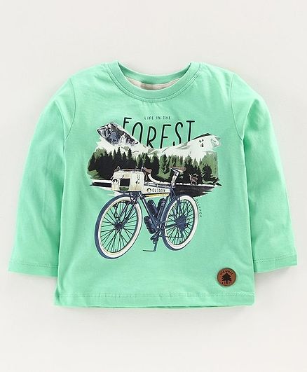 Ollypop Full Sleeves Tee Forest Print - Green