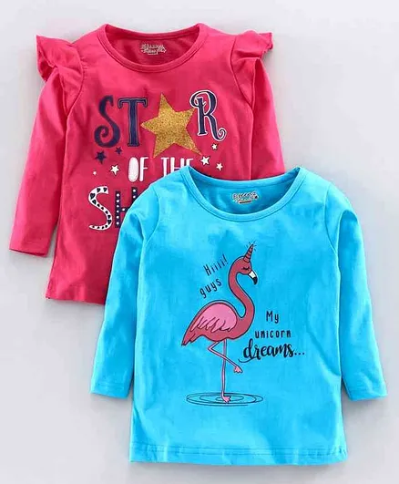 Eteenz Full Sleeves Tee Pack of 2 - Pink Blue