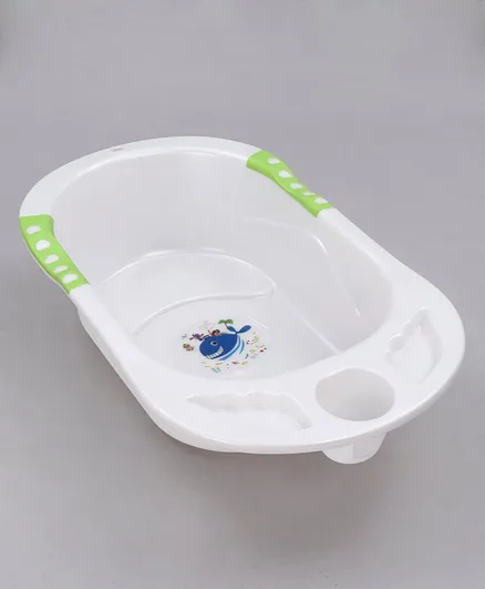Babyhug Large Bath Tub With Drain Plug Whale Print - Green