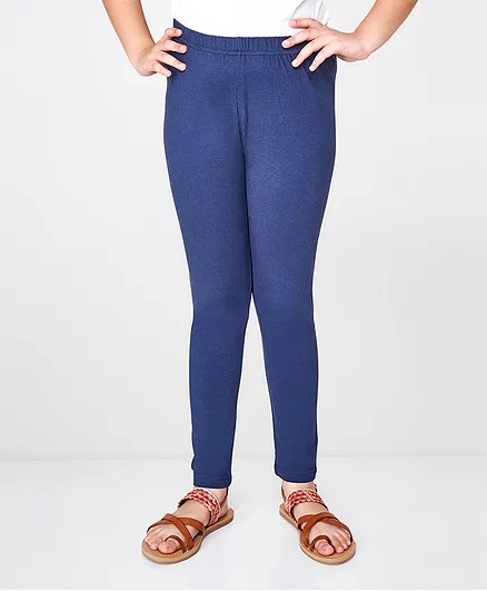 Global Desi Girl Solid Leggings - Navy Blue