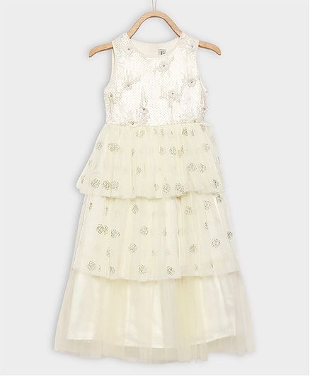 Rianna Embroidered Sleeveless Gown - Yellow
