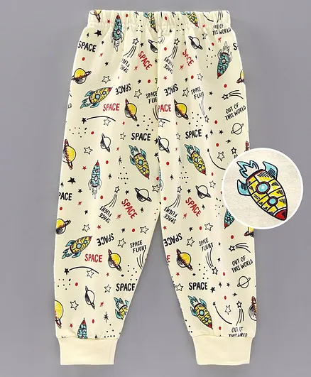 Cucumber Full Length Lounge Pant Rocket Print - Light Yellow
