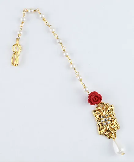 Asthetika Diamond Stone Maang Teeka - Red