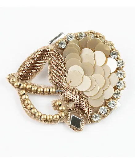 Asthetika Floral Brocade Hair Clip - Golden