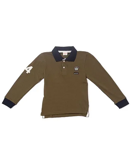 RAINE AND JAINE Long Sleeves Polo With Patch On Sleeves - Brown