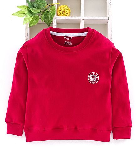 Smarty Full Sleeves Tee Sports Badge - Maroon