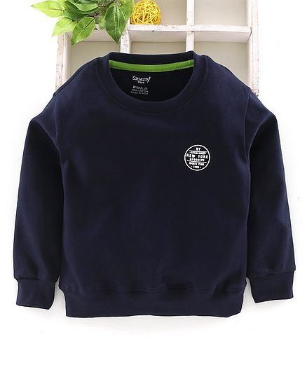 Smarty Full Sleeves Tee Sports Badge - Navy Blue