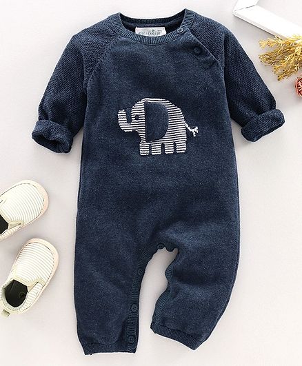 Wildlinggs Full Length Romper Elephant Patch - Blue