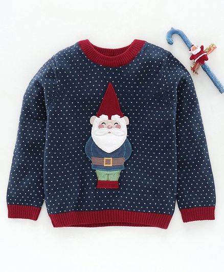 Wildlinggs Full Sleeves Pullover Sweater Santa Design - Navy Blue